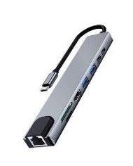 Ewent usb-c a dock multiport 8 in 1, hdmi | usb-c pd | usb-a | lan (ew1146)
