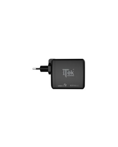 Itek caricabatteria da muro da 60w, 6a(2x3a) con 2 porte: 1xtype-c pd, 1xqc3.0, smart ic
