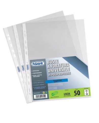 Buste a foratura universale lucide superior 013 22x30 cm 50 pz. 460120 Buste a foratura universale lucide superior 013 22x30 cm 50 pz. 460120