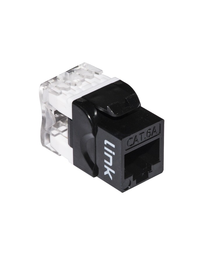 Presa rete keystone jack rj45 categoria 6a utp colore nero 180° contatti dorati 50 micron (lk6aub)