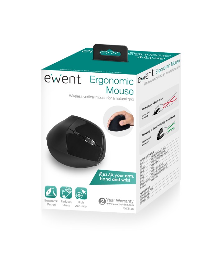 Ewent mouse wireless verticale/ergonomico (ew3158)
