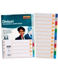 Divisori formato a4 con 12 tacche colorate in plastica 01/125