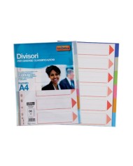 Divisori formato a4 con 6 tacche colorate in plastica 01/125