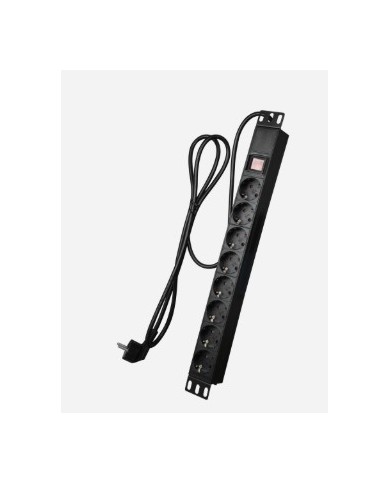 Visiotech vpdu-8p1u-switch multipresa rack 1u 8 uscite fino a 250vac / 16 a max.interruttore on/off cavo da 2m colore nero