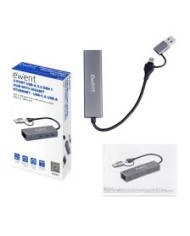 Ewent hub usb-c+a  3.2 gen1 3 porte + lan gigabit    (ew1159)