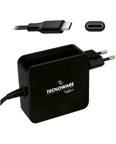 Tecnoware power charger usb-c 65w with 210cm cable black color (fau17563)