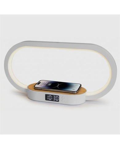 Techmade bamboo orologio digitale ricarica wireless 15w
