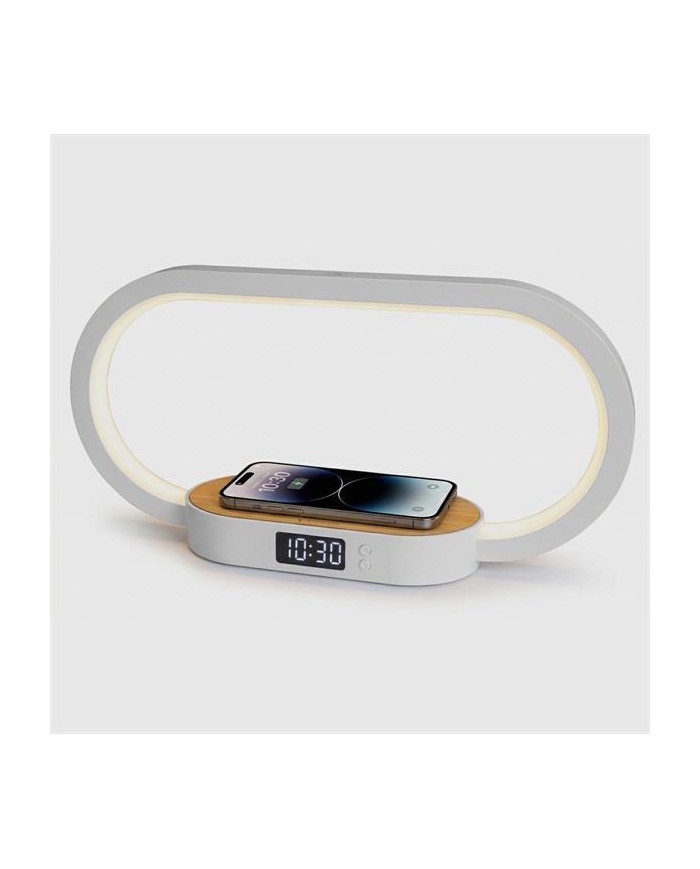 Techmade bamboo orologio digitale ricarica wireless 15w